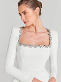 Women's Autumn And Winter New Diamond-Sleeved French Waist-Sleeved Velvet Mini