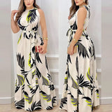 Summer New Hanging Neck Tie Print Lotus Leaf Dress