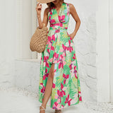 Shooting 2026 Summer Women's New Commuter Printing Tie With Open Hottie Dress