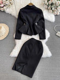 Suit Female Korean Version Socialite Temperament OL Professional Suit Jacket Two-Piece Set Of High Waist Hip Half Skirt-Outfit
