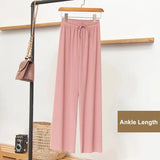 New High Waist Soft Comfort Women's Pants Casual Spring Summer Woman Pants Ice Silk Ankle-Length Trousers Female