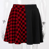 Dark Fashion Thousand Bird Plaid Spliced Skirt 2024 Summer French High Waist Style-Outfit
