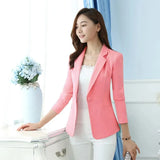 Women Blazer Office Lady 2023 Elegant Slim Notched Women Blazers and Jackets Button Long Sleeve Solid Work Female Blue Suit