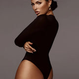Toloer Autumn Winter New Women's Botop Bottom Round Collar Long Sleeve Jumpsuit