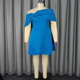 New Multi-Colored Shoulder Dress Sexy Wind Party Party Dress Dress Dress