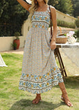 Long Bohemian Print Strap Loose Casual