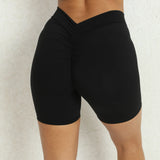 Toloer V Wrinkle Tight Hip Yoga Shorts New No Embarrassment Line Peach Hip Fitness Shorts-Outfit