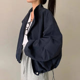 Versatile Drawstring Design Oversized Jacket-Outfit
