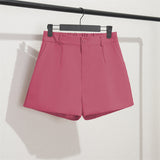 Toloer White Suit Shorts Female Black Summer Thin 2024 New Loose High-Waist A-Line Casual Wide-Leg Hot Pants-Outfit