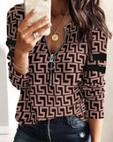 Independent Station Fashion Printed Zipper Long-Sleeved New Casual Blouse-Outfit