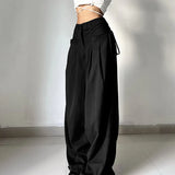 Toloer Tooling Wind Woven Pants Straight Pants Women's Casual Hanging Drop Feeling Loose Hot Girl Pants-Outfit