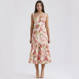 Women's Clothing 2026 Spring And Summer New Sweet Spicy Slings Solid Color A Smash Flower Cake Dress