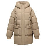 Medium And Long Down Cotton Jacket Women's Winter New Style Fashion Casual Loose Hat Joker Bread Clothes Padded Clothes-Outfit