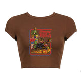 Round Neck Short Print Shirt-Outfit