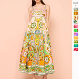 Summer New Sexy Sling Temperament Print High Waist Swing Dress