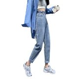 Toloer Jeans Women's Fall Women 2024 New High Waist Slim Versatile Loose Straight Dad Turnip Pants-Outfit