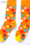 Harajuku Colorful Dot Printed Socks Men Women Casual Geometry Short Socks Funny Socks Female Combed Cotton