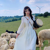 Retro Embroidery Dress Yunnan Travel Holiday Ethnic Wind Sunscreen Dress Autumn Long Sleeves-Outfit