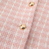 Pink Plaid Tweed Jacket And Shorts Set-Outfit