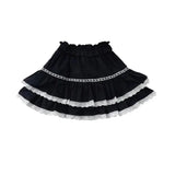 Black Lace Trim Ruffles Mini Skirt-Outfit