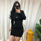 Winter Women'S Dress 2022 Bodycon Sweater Women Dress Long Sleeve Knitted Dresses Maxi Vintage Solid Dresses Knitting