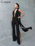 Women's Solid Casual Jumpsuit Spaghetti Halter Body-shaping Romper Overall Female One-piece Pants Fashion Streetwear Hot-Outfit