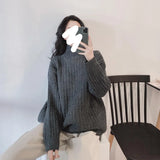 2020 Winter Korean Style Women Casual Thickened Soft Wool Blended Knitted Turtleneck Pullover Long Sleeve Oversized