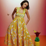 Sexy Sling Belt Quality Print High-Waisted Dress Woman In Summer