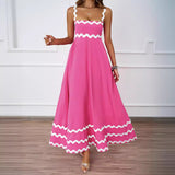 Summer Women's New Printed Vacation Long Suspension Dress Temperament Sexy Dress