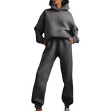 Toloer 2024 Women's Solid Color Casual Fashion Pants And Thick Long-Sleeved Hoodie Hoosuit For
