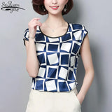 Blouse 2021 Fashion Summer Sexy Casual Silk Shirts Women Printed Blouse Shirt Tops Party Girls Blusas Femininas D733