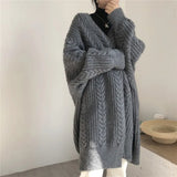 Cardigan Women Autumn Winter Twist knitted Jacket Retro Thick Loose Long Sweater for Ladies Simple Woman