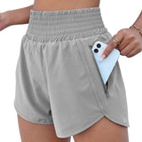 Women's Sports Shorts Quick-Dry Loose Leisure High-Waist Side Zipper Fitness Yoga Three-Point Shorts-Outfit