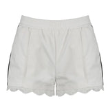 Toloer Wind Lace Lace Stripes Color Woven Shorts Women Low Waist Rope Tie-Outfit
