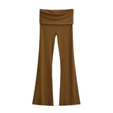 Trendy Women's Wear In Spring, The New Double-Layer Waist-Turning Sports Leisure Pants, Spicy Girls' Stretch Slimming Micro-Horn Trousers-Outfit
