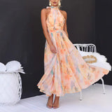 French Temperament Dopamine Color Long Dress Seaside Fairy Holiday Oil Painting Dress Dress Dress Dress Dress Dress