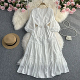 Toloer Dress Autumn 2023 New Show Thin Sunscreen Beach Holiday Dress Desert Dress Super Fairy White