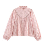 Women's New Cotton Watermark Positioning Flower Belt And Shirt Jacket