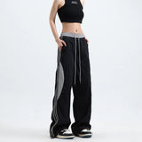 Toloer Bump Color Hip Hop Spring And Summer New Straight Tube Casual Pants Loose And Tie Sense Tie Belt Sweatpants Woman-Outfit