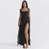 2023 New Spice Girl Slim Tall Forked Ribbon Sexy Suspender Dress Girl-Outfit