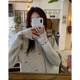 Toloer High School Students Korean Round-Neck Knitted Cardigan Girl 2025 Autumn New Loose Sweater Coat