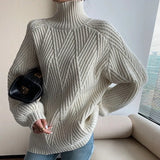 Autumn Winter Thick Turtleneck Sweater Za Women Knitted Oversized Pullover Blouse Long Sleeve Casual Jumper Soft Warm Femme