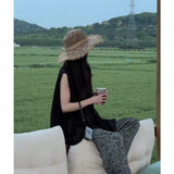 With Black Loose Sleeveless Top Design Loose Thin Casual Pants Women Summer