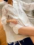 2025 New French Embroidered Shirt Women's Long-Sleeved Design Sense Women's Clothing Style White