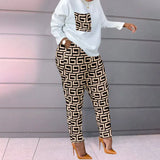 Women's Clothing Spring New Fashion Printing Lattice Long Sleeve Large-Size Loose Women's Casual