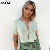 Aproms Candy Color Ribbed Knitted Cardigan Women Autumn Winter Long Sleeve Basic Cropped Sweaters Female Casual Short Jumper