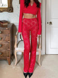 High Waist Sheer Lace Pants-Outfit