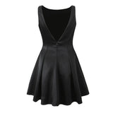 Satin Back V Backless Mini Dress-Outfit