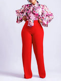 Women's Clothing 2025 Autumn And Winter Loose Large-Size Casual Print Long-Sleeved Shirt Broad Leg Pants