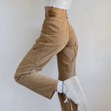 Retro Brown Drape High Waist Pants-Outfit